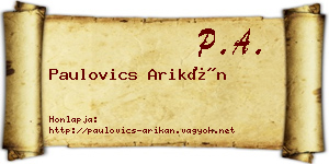 Paulovics Arikán névjegykártya